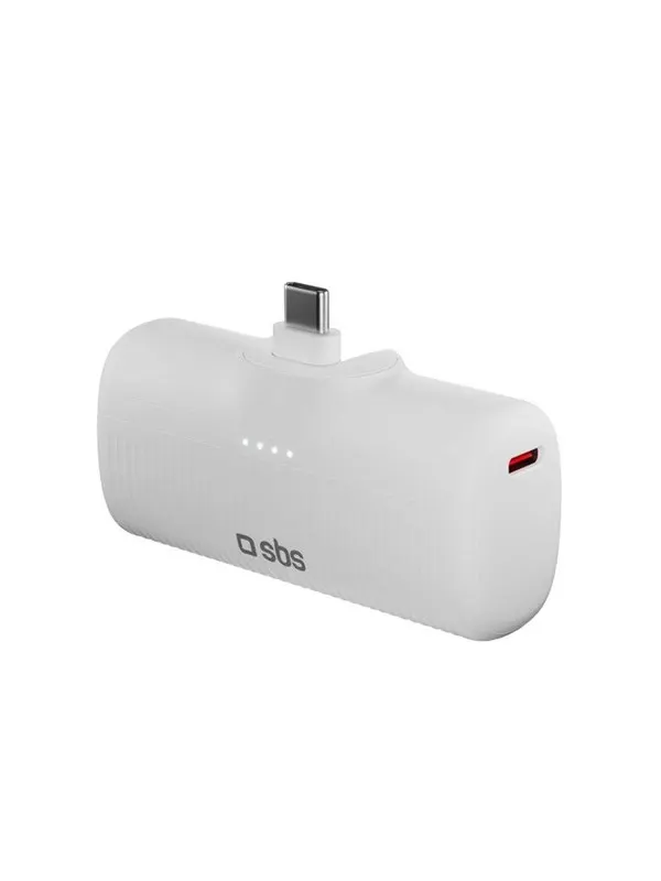 SBS EcoPower 5000 mAh 10W Powerbank with Built-in USB-C Port - White - 5000 mAh
