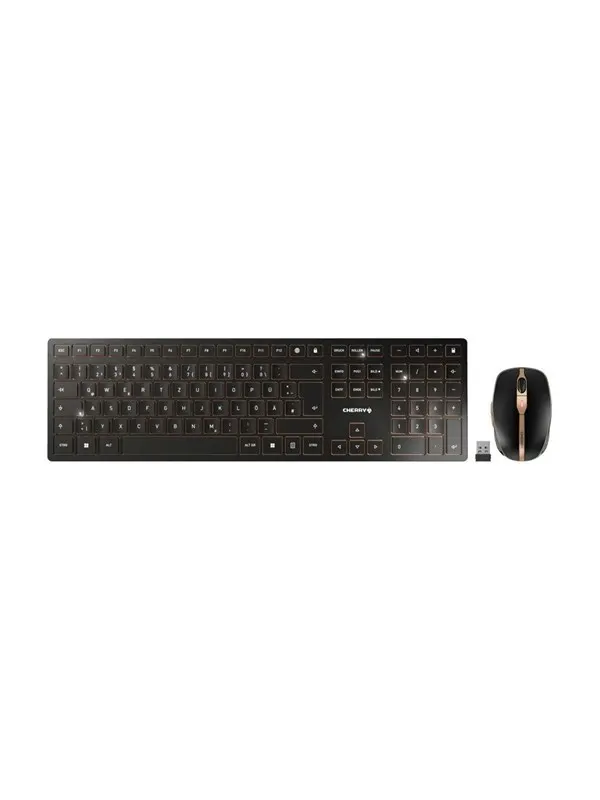 Cherry DW 9100 SLIM - Tastatur & Mus set - Italiensk - Guld