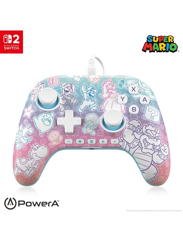 PowerA Advantage trådbunden handkontroll för Nintendo Switch 2 - Mushroom Kingdom