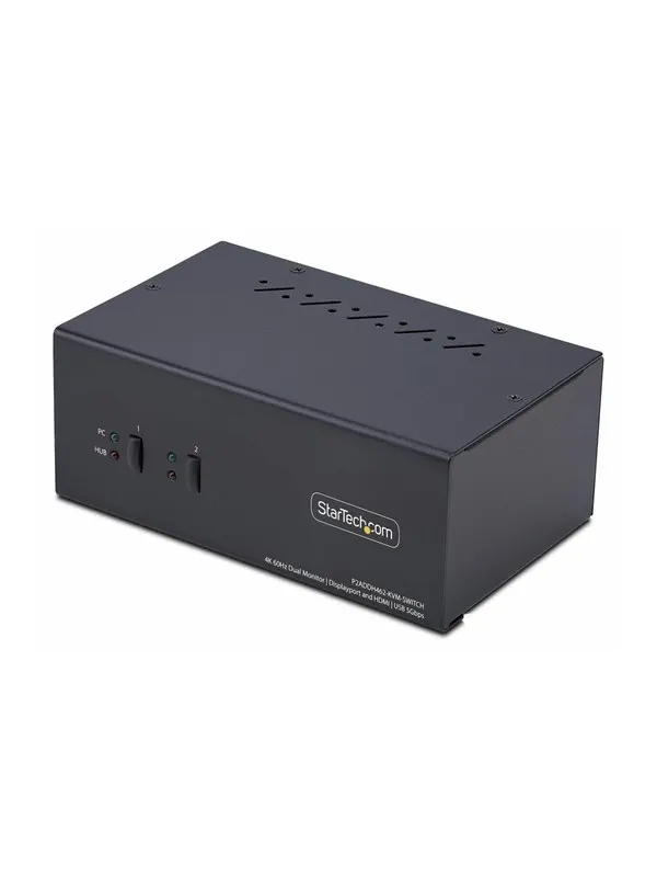 StarTech.com 2-Port Dual-Monitor DisplayPort en HDMI KVM Switch 4K 60Hz - KVM / audio / USB switch - 2 ports - TAA Compliant
