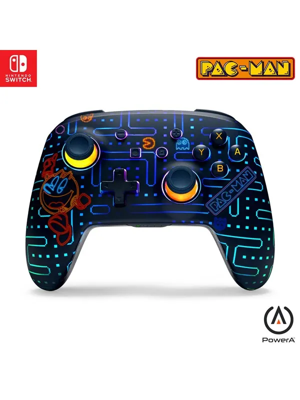 PowerA avancerad, trådlös handkontroll för Nintendo Switch med Lumectra - PAC-MAN™ neonspelhall - Wireless Controller - Nintendo Switch