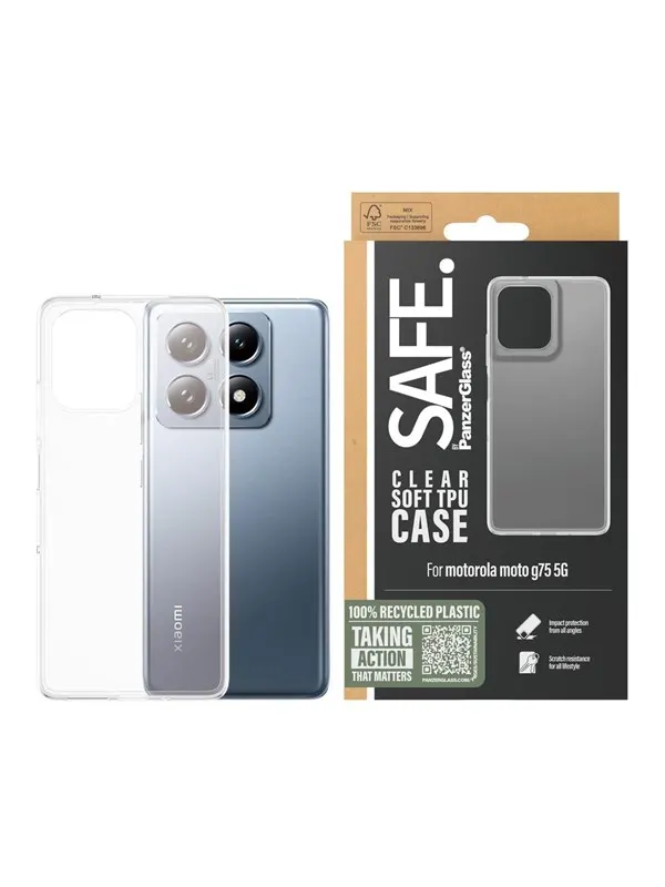SAFE by PanzerGlass TPU Case Transparent Moto G75 5G | Ultra-Wide Fit