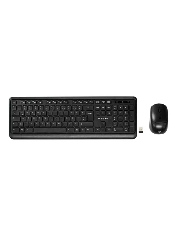 Nedis - keyboard and mouse set - QWERTZ - German - black Input Device - Tastatur &amp; Mus set - Tysk - Svart