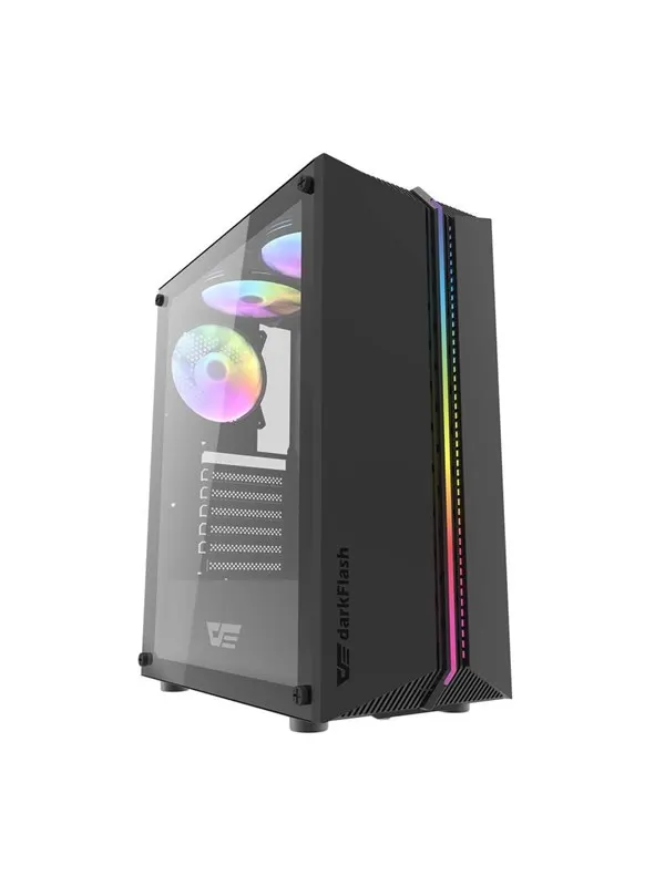 Darkflash DK151 LED with 3 fan (black) - Chassi - Svart