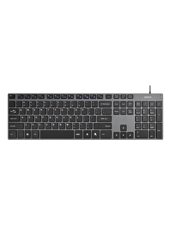 Deltaco Wired slim office keyboard low-profile aluminum - Engelska (US)