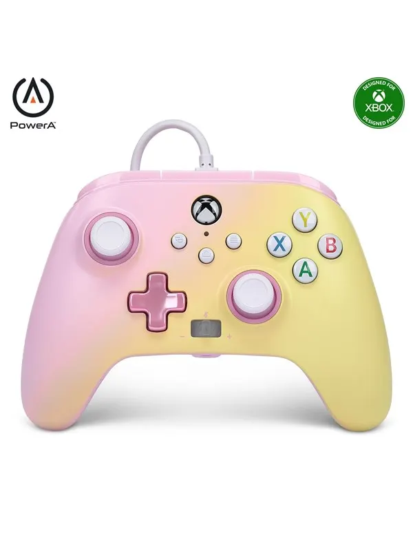 PowerA Förbättrad trådbunden handkontroll för Xbox Series X|S - Rosa lemonad - Wired Controller - Microsoft Xbox One