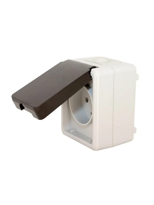 Gripo Socket outlet single IP54, Grey/black