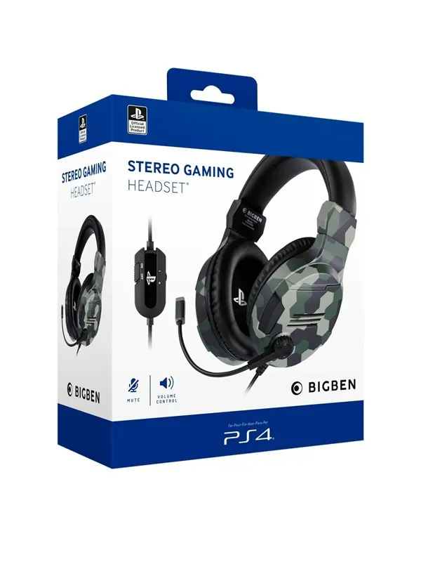 BigBen Interactive PS4/PS5 Gaming Headset V3 - Green - Wired Headset - Sony PlayStation 4