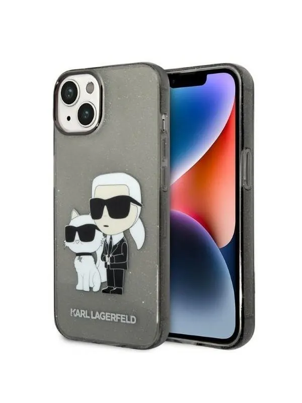 Karl Lagerfeld Glitter Karl&Choupette case for iPhone 14 Plus - black