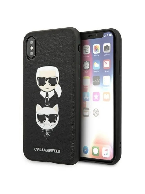Karl Lagerfeld Saffiano Karl&Choupette Head case for iPhone X/XS - black
