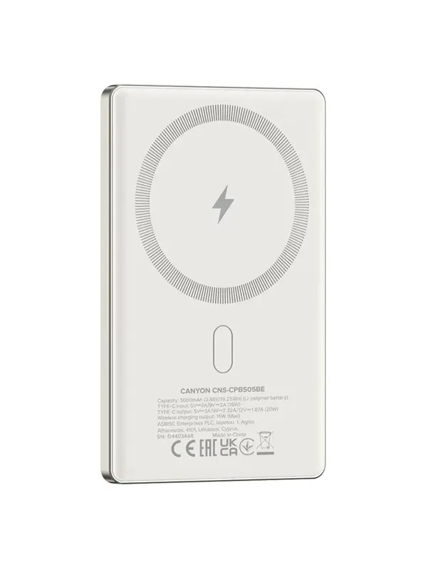Canyon OnPower 505 MagSafe Powerbank 5000 mAh, Bei - 5000 mAh