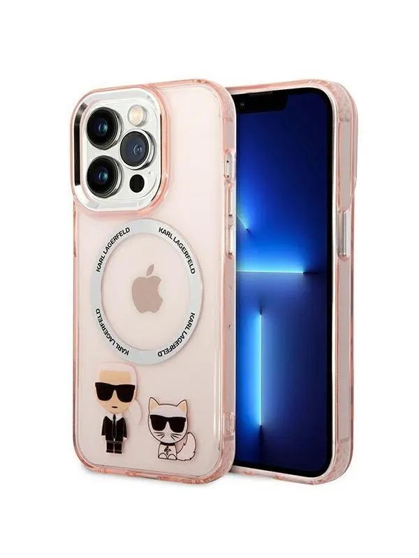 Karl Lagerfeld KLHMP14XHKCP iPhone 14 Pro Max 6.7 "hardcase pink / pink Karl & Choupette Aluminum Magsafe