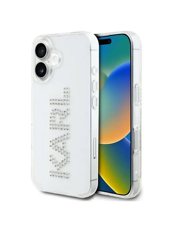Karl Lagerfeld IML Rhinestones Logo iPhone 16 Case - Transparent