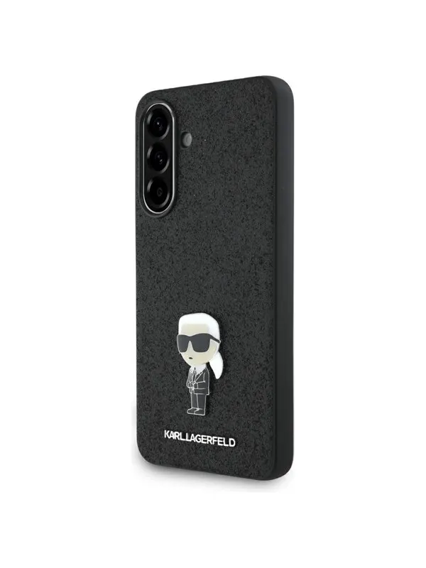 Karl Lagerfeld Fixed Glitter Ikonik Logo Metal Pin Case for Samsung Galaxy A56 - Black