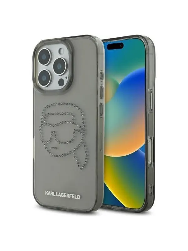 Karl Lagerfeld KLHCP16XHKHDCELK iPhone 16 Pro Max 6.9" black/black hardcase IML Rhinestones Karl Head