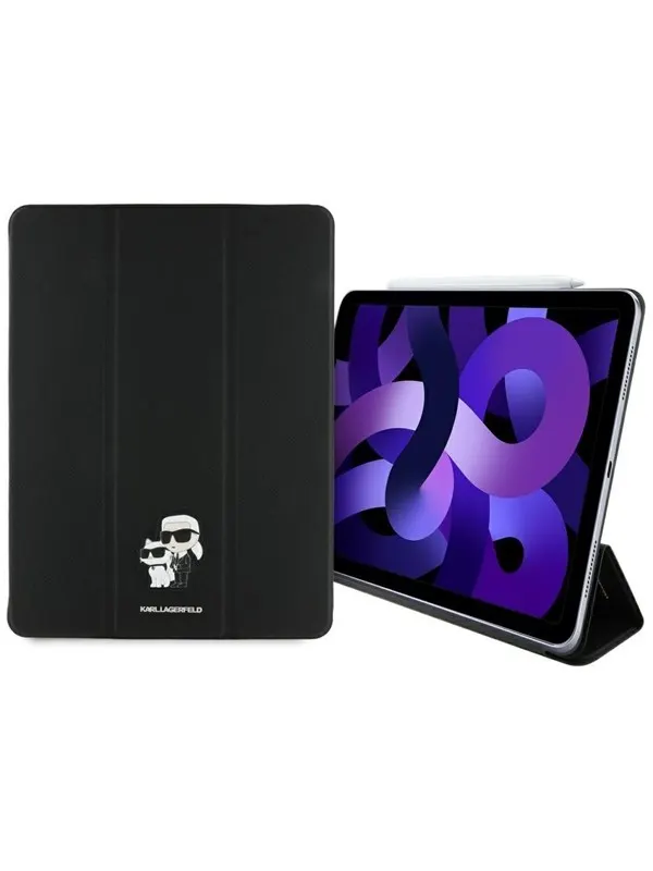 Karl Lagerfeld Saffiano Magnetic Karl &amp; Choupette iPad Air 13" 2024 Book Cover Case - Black