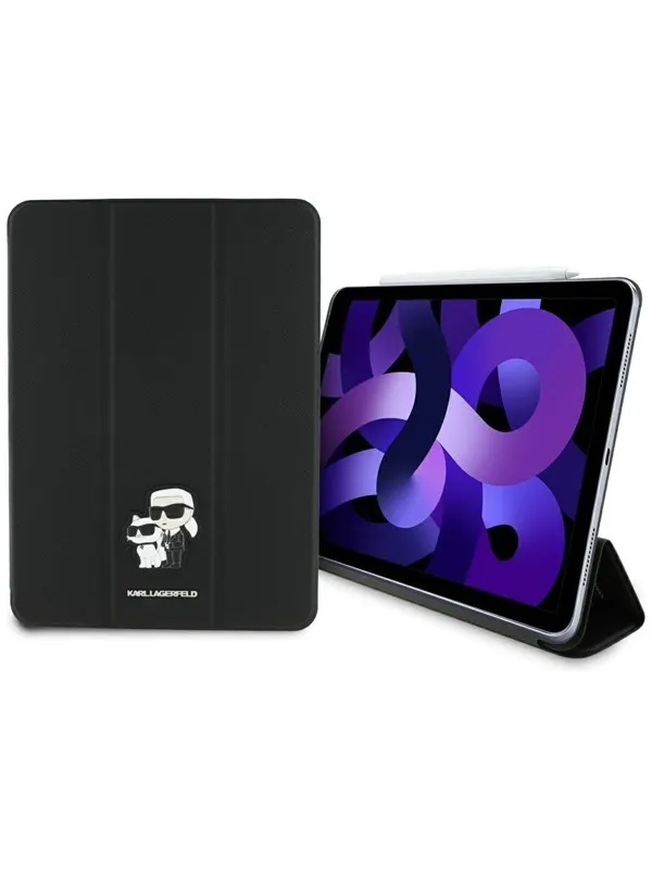 Karl Lagerfeld Saffiano Magnetic Karl &amp; Choupette iPad Air 11" 2024 Book Cover Case - Black