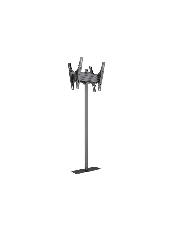 Multibrackets M Pro Series stand - for 2 LED displays - single pole - black - Max 80 kg - recommended for 65"