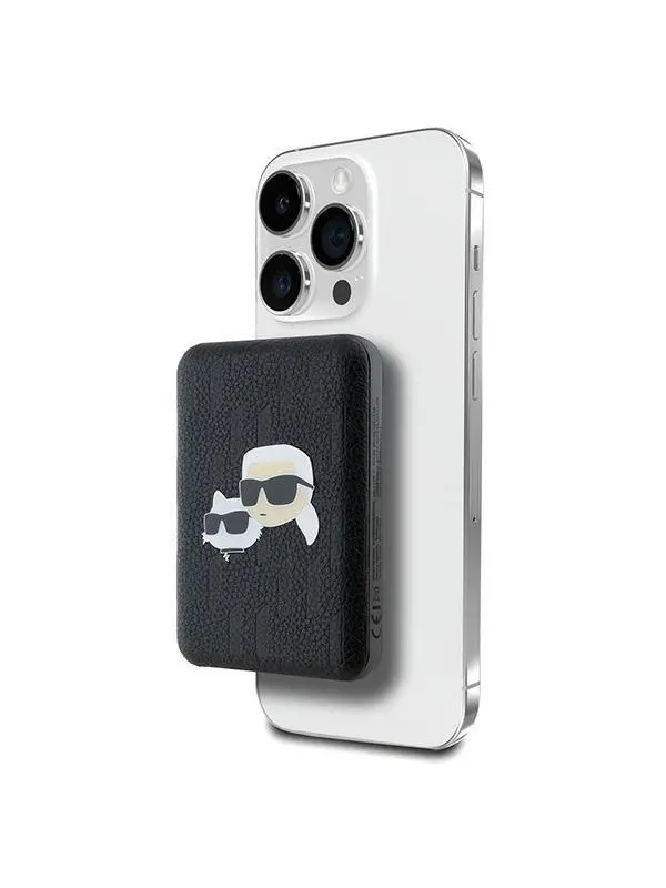 Karl Lagerfeld Powerbank inductive KLPB5FPGKSKCHK 16W 5000mAh black/black Karl&amp;Choupette Head Pin MagSafe - 5000 mAh