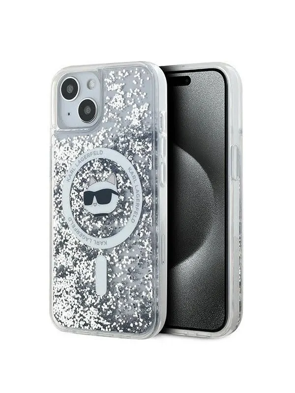 Karl Lagerfeld Liquid Glitter Choupette Head MagSafe case for iPhone 13 - transparent