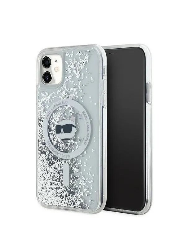 Karl Lagerfeld Liquid Glitter Choupette Head MagSafe Case for iPhone 11 / Xr - Transparent