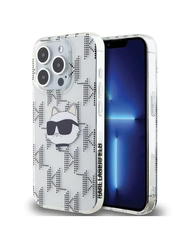 Karl Lagerfeld IML Choupette Head &amp; Monogram case for iPhone 15 Pro Max - transparent