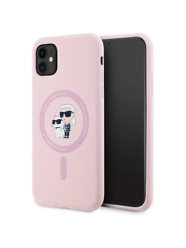 Karl Lagerfeld Silicone Karl&Choupette MagSafe iPhone 11 Case - Pink