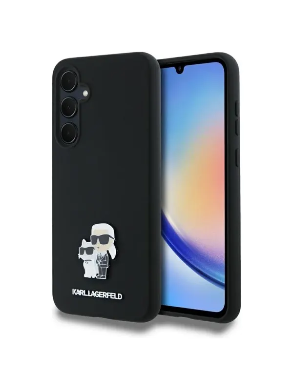 Karl Lagerfeld Silicone Karl&amp;Choupette Metal Pin case for Samsung Galaxy A35 - black
