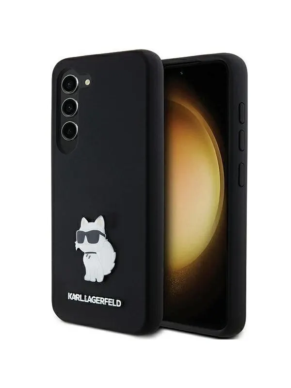 Karl Lagerfeld Silicone Choupette Metal Pin case for Samsung Galaxy S24 - black