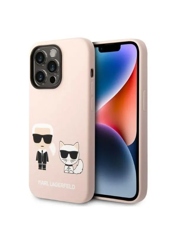 Karl Lagerfeld KLHMP14XSSKCI iPhone 14 Pro Max 6.7" hardcase light pink/light pink Silicone Karl & Choupette Magsafe