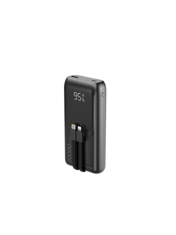 Gembird 20 W Fast charging power bank with integrated cables - 20000 Ah