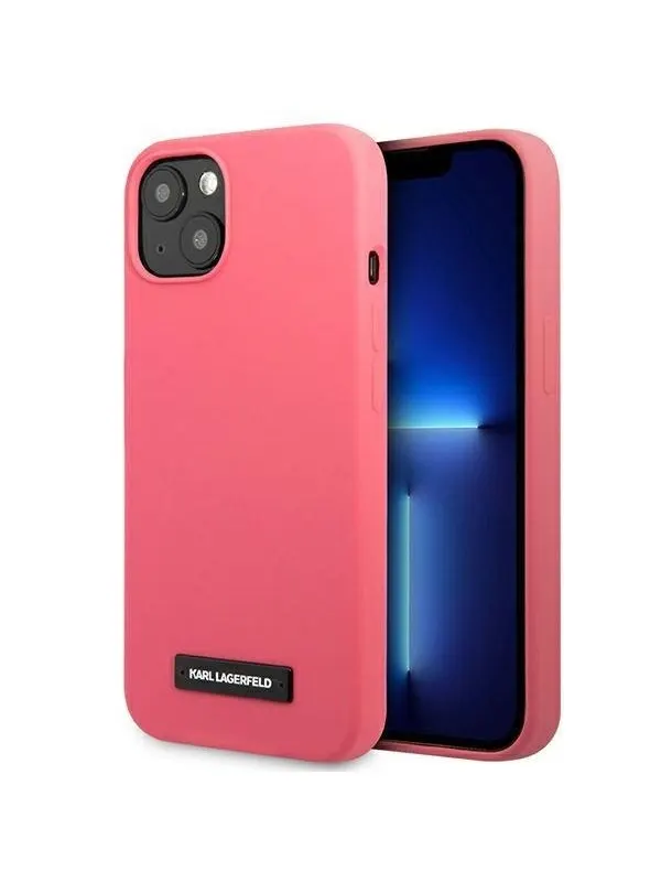 Karl Lagerfeld Silicone Plaque iPhone 13 Case - Fuchsia