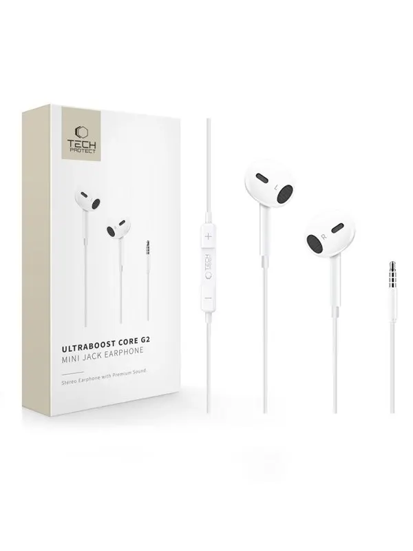 Tech-Protect Ultraboost Core G2 Mini Jack Headphones - White