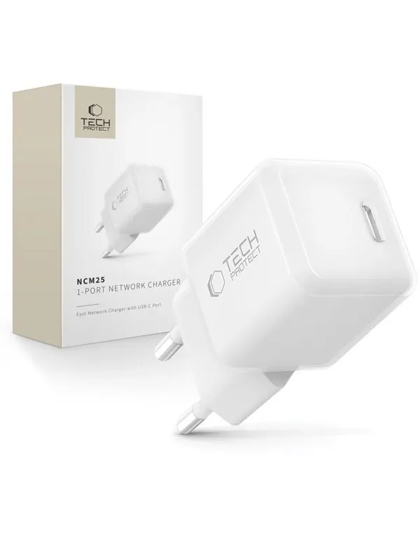 Tech-Protect NCM25 USB-C PD 25W AC Charger - White