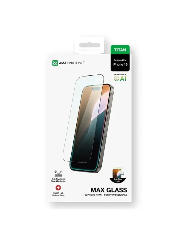 AmazingThing Titan Max Tempered Glass for iPhone 16