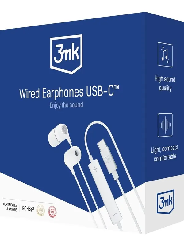 3mk USB-C Wired Headphones - white