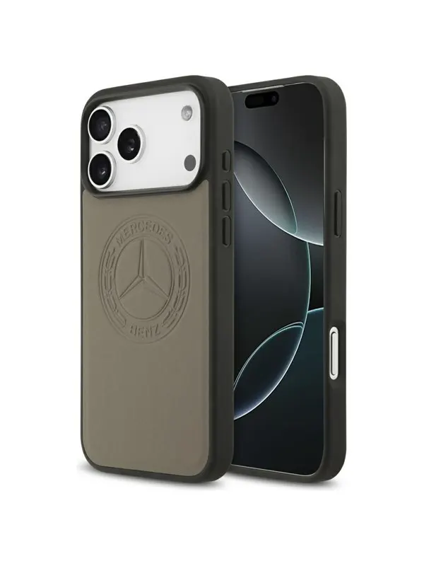 Mercedes Leather Vintage MagSafe Logo Case for iPhone 17 Pro Max - Beige