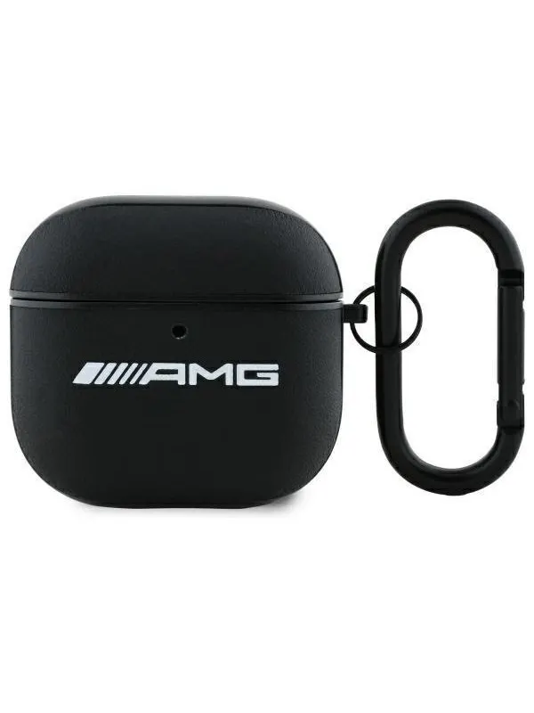 Mercedes AMG Leather White Logo Case for AirPods 4 - Black / White