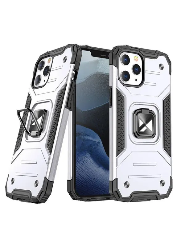 Wozinsky Ring Armor Armored Hybrid Case Cover + Magnetic Holder iPhone 13 Mini Silver