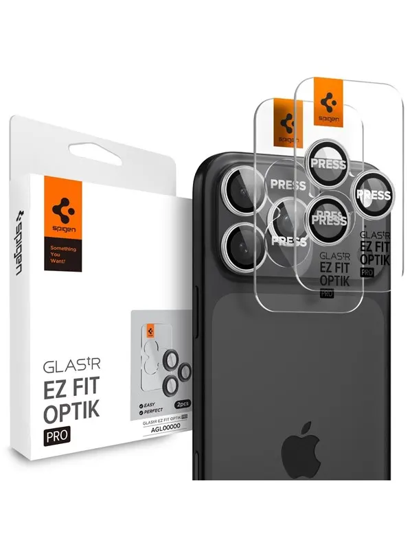 Spigen Glass tR EZ Fit Optik Pro 2 Pack - silver - iPhone 17/16/15/14 Pro / 17/16/15/14 Pro Max