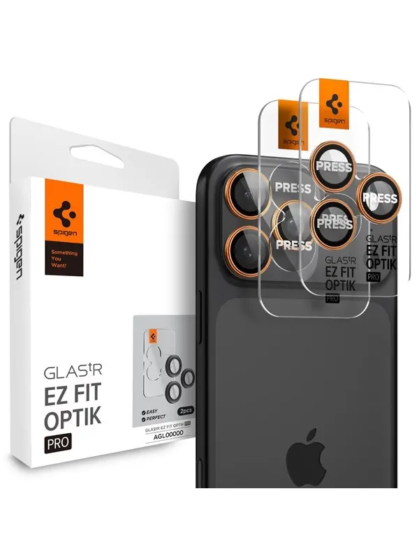 Spigen Glass tR EZ Fit Optik Pro 2 Pack - orange - iPhone 17/16/15/14 Pro / 17/16/15/14 Pro Max