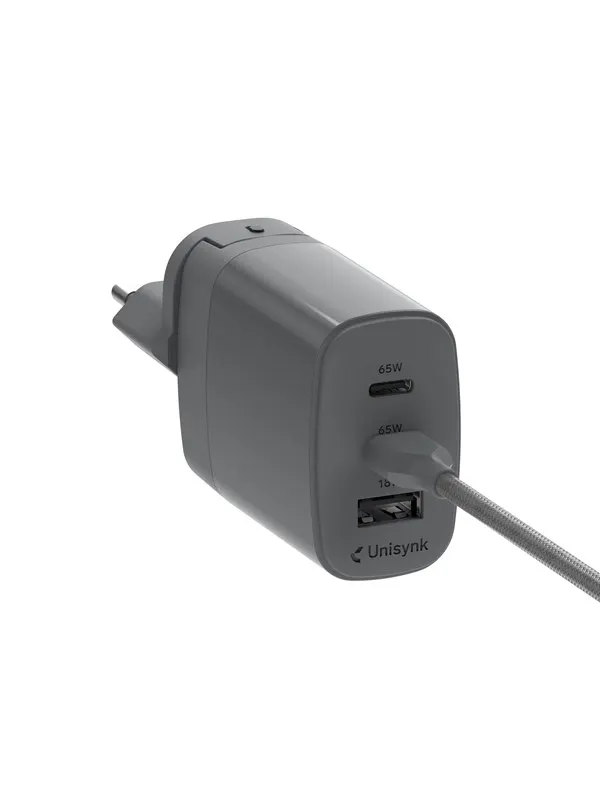 Unisynk 3 Port Global Multi-Charger Kit - 65W - Grey