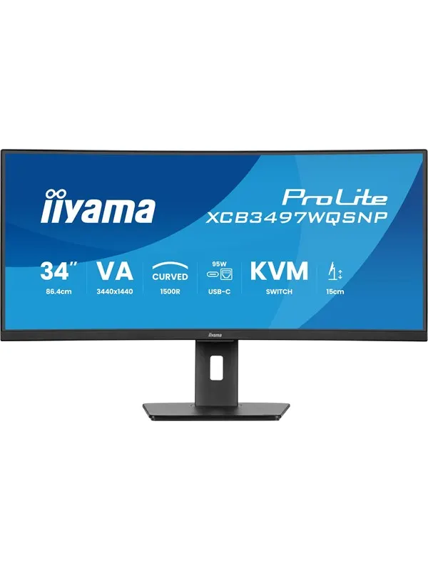 34" iiyama ProLite XCB3497WQSNP-B1 - 3440x1440 (UWQHD) - 120Hz - VA - 95W USB-C - KVM switch