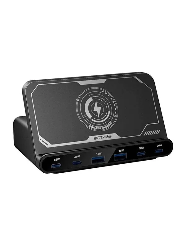 BlitzWolf BW-S27 160W 2xUSB-A 4xUSB-C 15W wireless charger (black)