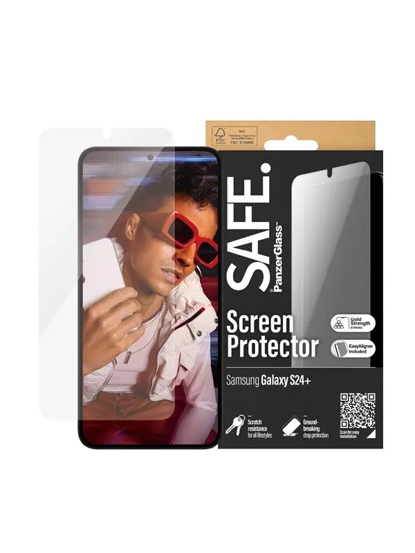 SAFE by PanzerGlass Screen Protector Samsung Galaxy S24 Plus | Ultra-Wide Fit w. EasyAligner