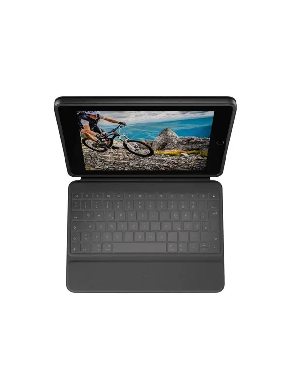 Logitech Rugged Folio - keyboard and folio case - QWERTZ - German - graphite - Tastatur & Folio set - Tysk - Grå