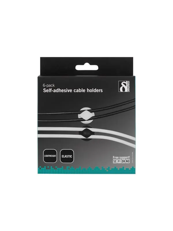 Deltaco Cable Holder Self Adhesive 6-pack