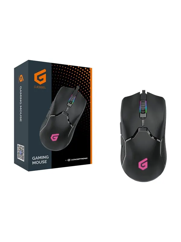 Conceptronic DJEBBEL05B 6D - mouse - USB 2.0 - black - Mouse - Optic - 6 knappar - Svart