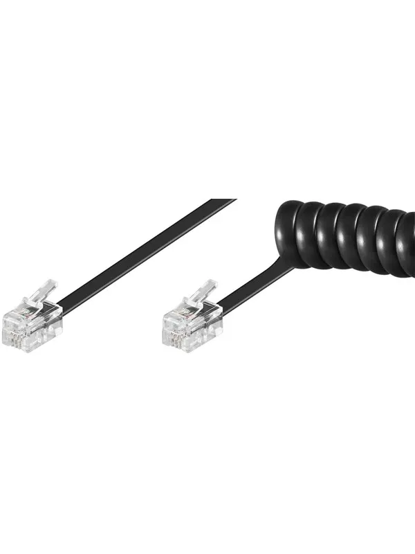 Pro Phone handset spiral cable CCA (copper-clad aluminium) - Svart - 4m