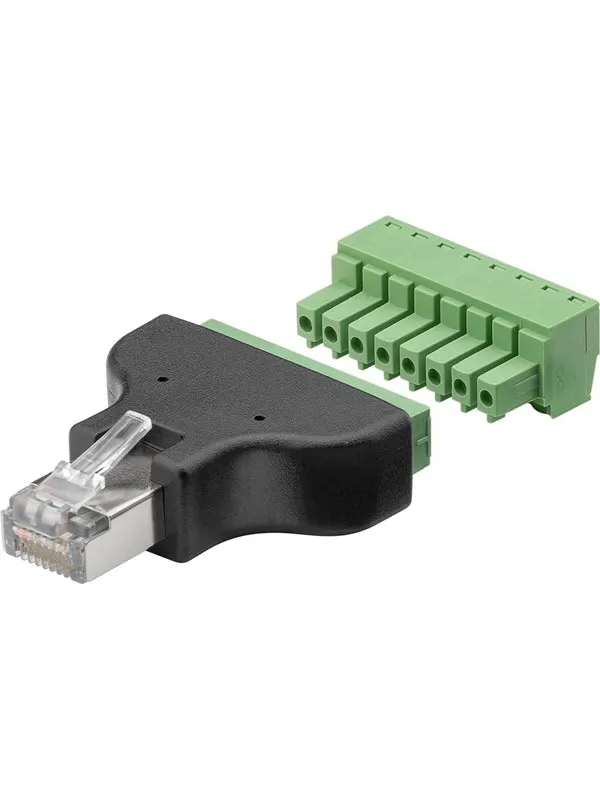 Pro Terminal Block 8-pin > RJ45 male (8P8C) - Svart
